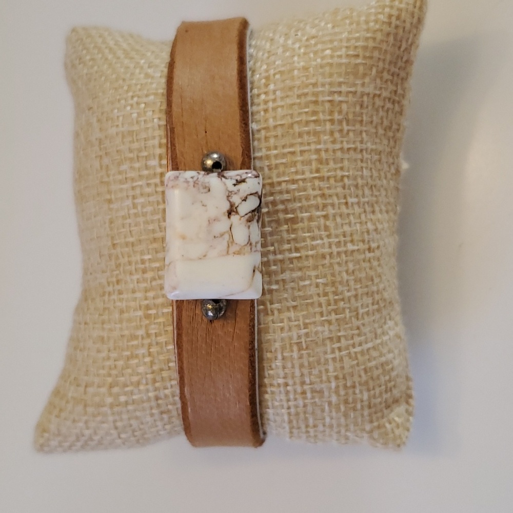 Handcrafted leather copper natural Buffalo turquoise Bracelet